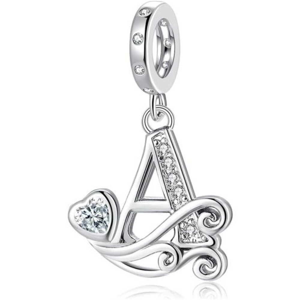 Silver Alphabet Letter Charms Initial Bead Pendant for Pandora Bracelets Jewelry